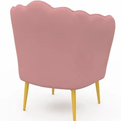 IDMarket Fauteuil coquillage rose en velours pieds dorés* Collection Agencement Magasin|Collection Vintage