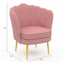 IDMarket Fauteuil coquillage rose en velours pieds dorés* Collection Agencement Magasin|Collection Vintage