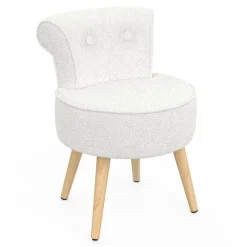 IDMarket Fauteuil crapaud en tissu bouclette blanc* Collection Scandinave|Fauteuils