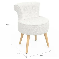 IDMarket Fauteuil crapaud en tissu bouclette blanc* Collection Scandinave|Fauteuils