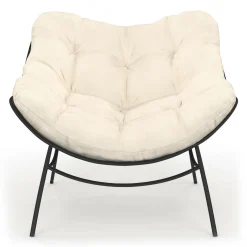 IDMarket Fauteuil de jardin relax avec coussin écru effet rotin* Fauteuils De Jardin