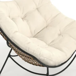 IDMarket Fauteuil de jardin relax avec coussin écru effet rotin* Fauteuils De Jardin