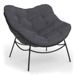 IDMarket Fauteuil de jardin relax avec coussin effet rotin gris* Fauteuils De Jardin