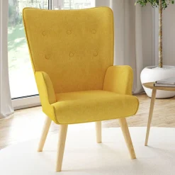 IDMarket Fauteuil design scandinave jaune moutarde* Collection Scandinave|Collection Agencement Magasin