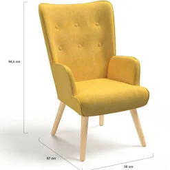 IDMarket Fauteuil design scandinave jaune moutarde* Collection Scandinave|Collection Agencement Magasin