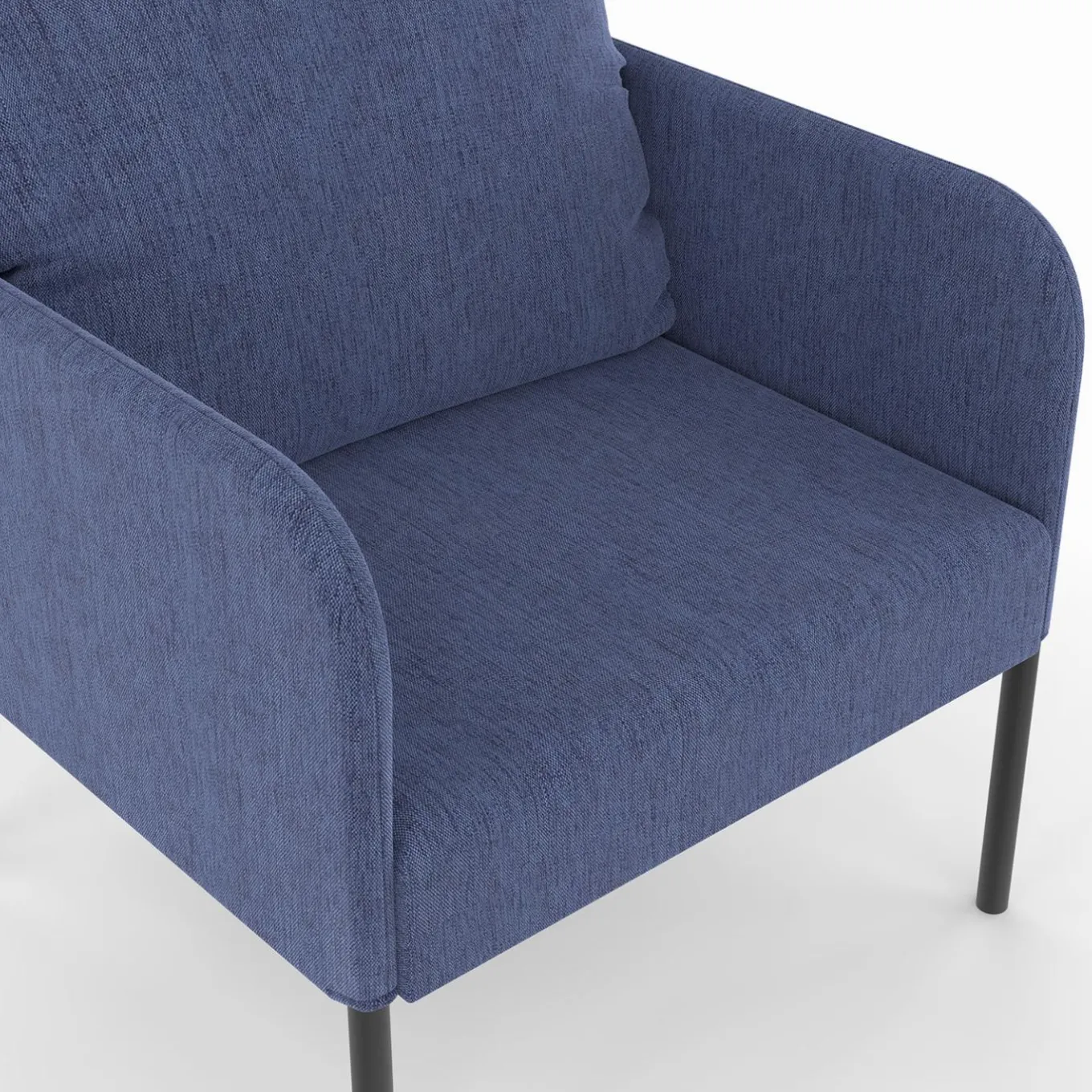 IDMarket Fauteuil en tissu bleu moderne pieds métal noir* Fauteuils|Collection Moderne
