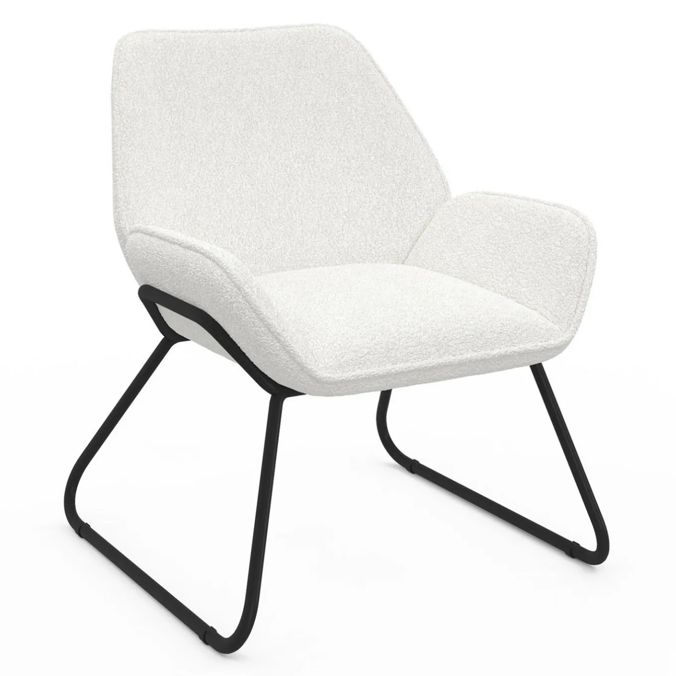 IDMarket Fauteuil en tissu bouclette et pieds métal noirs* Collection Moderne|Fauteuils