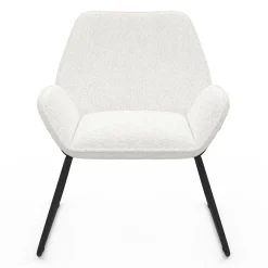 IDMarket Fauteuil en tissu bouclette et pieds métal noirs* Collection Moderne|Fauteuils