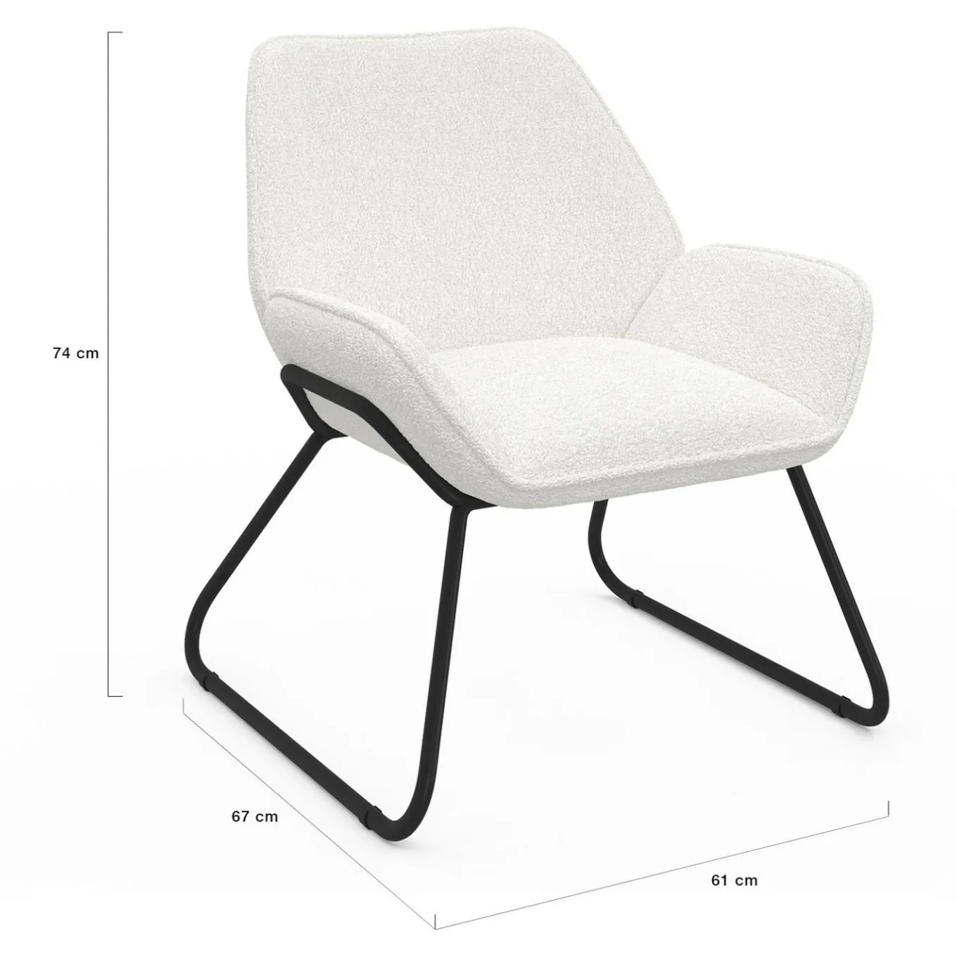 IDMarket Fauteuil en tissu bouclette et pieds métal noirs* Collection Moderne|Fauteuils