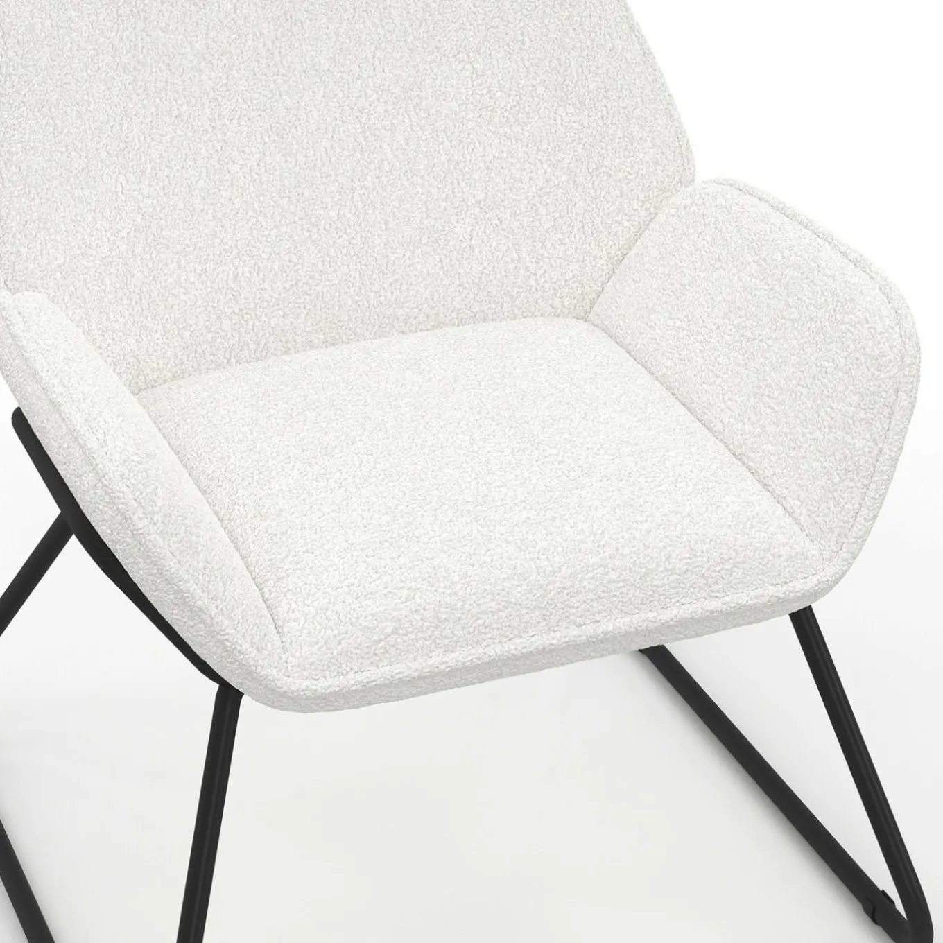 IDMarket Fauteuil en tissu bouclette et pieds métal noirs* Collection Moderne|Fauteuils