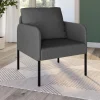 IDMarket Fauteuil en tissu gris anthracite moderne pieds métal noir* Fauteuils|Collection Moderne