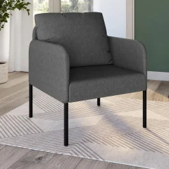 IDMarket Fauteuil en tissu gris anthracite moderne pieds métal noir* Fauteuils|Collection Moderne