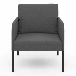 IDMarket Fauteuil en tissu gris anthracite moderne pieds métal noir* Fauteuils|Collection Moderne