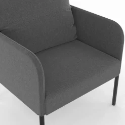 IDMarket Fauteuil en tissu gris anthracite moderne pieds métal noir* Fauteuils|Collection Moderne