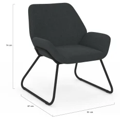 IDMarket Fauteuil en tissu gris anthracite et pieds métal noirs* Collection Moderne|Fauteuils