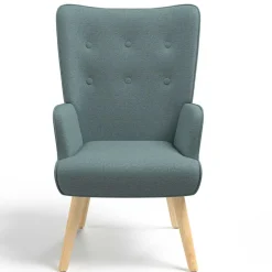 IDMarket Fauteuil en tissu vert eucalyptus scandinave* Fauteuils