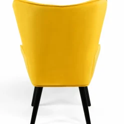 IDMarket Fauteuil en velours jaune style scandinave* Collection Vintage|Collection Scandinave
