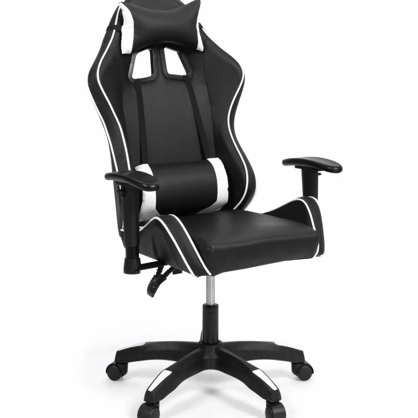 IDMarket Fauteuil gamer noir et blanc réglable et inclinable accoudoirs pivotants* Collection Télétravail|Chaises De Bureau Et Accessoires