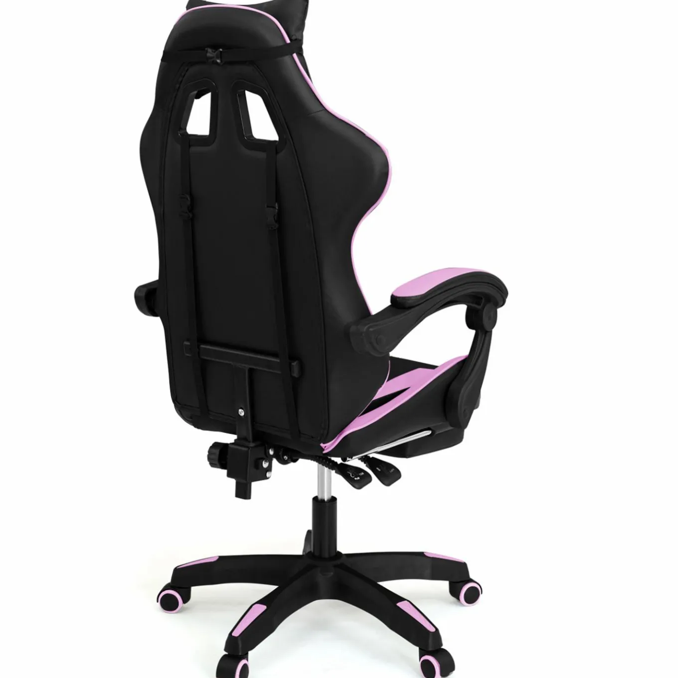 IDMarket Fauteuil gamer noir et rose avec repose-pied + coussin tête et lombaire* Collection Télétravail|Chaises De Bureau Et Accessoires