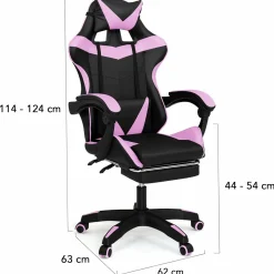 IDMarket Fauteuil gamer noir et rose avec repose-pied + coussin tête et lombaire* Collection Télétravail|Chaises De Bureau Et Accessoires