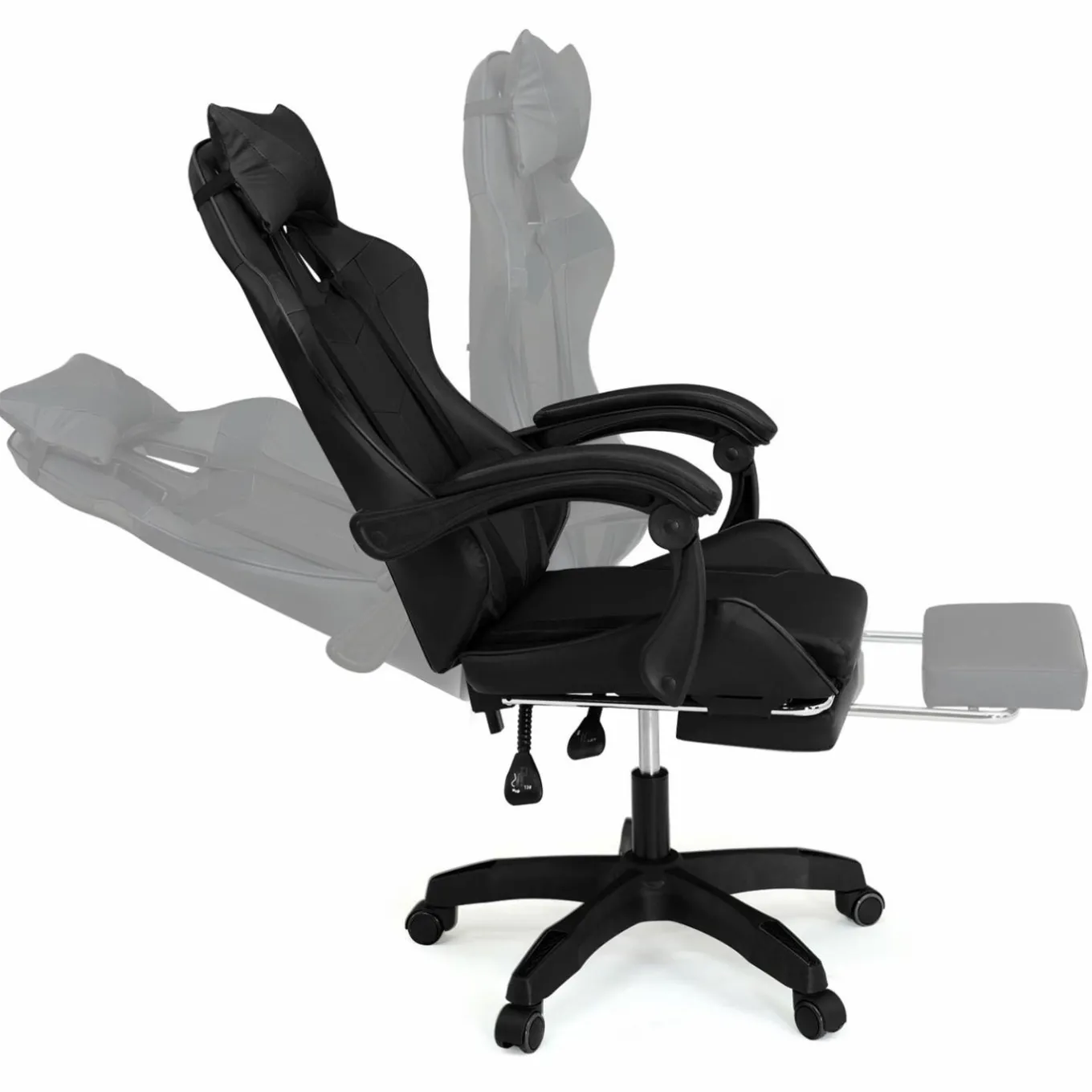 IDMarket Fauteuil gamer noir réglable et inclinable avec repose pied* Collection Télétravail|Chaises De Bureau Et Accessoires