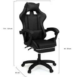 IDMarket Fauteuil gamer noir réglable et inclinable avec repose pied* Collection Télétravail|Chaises De Bureau Et Accessoires