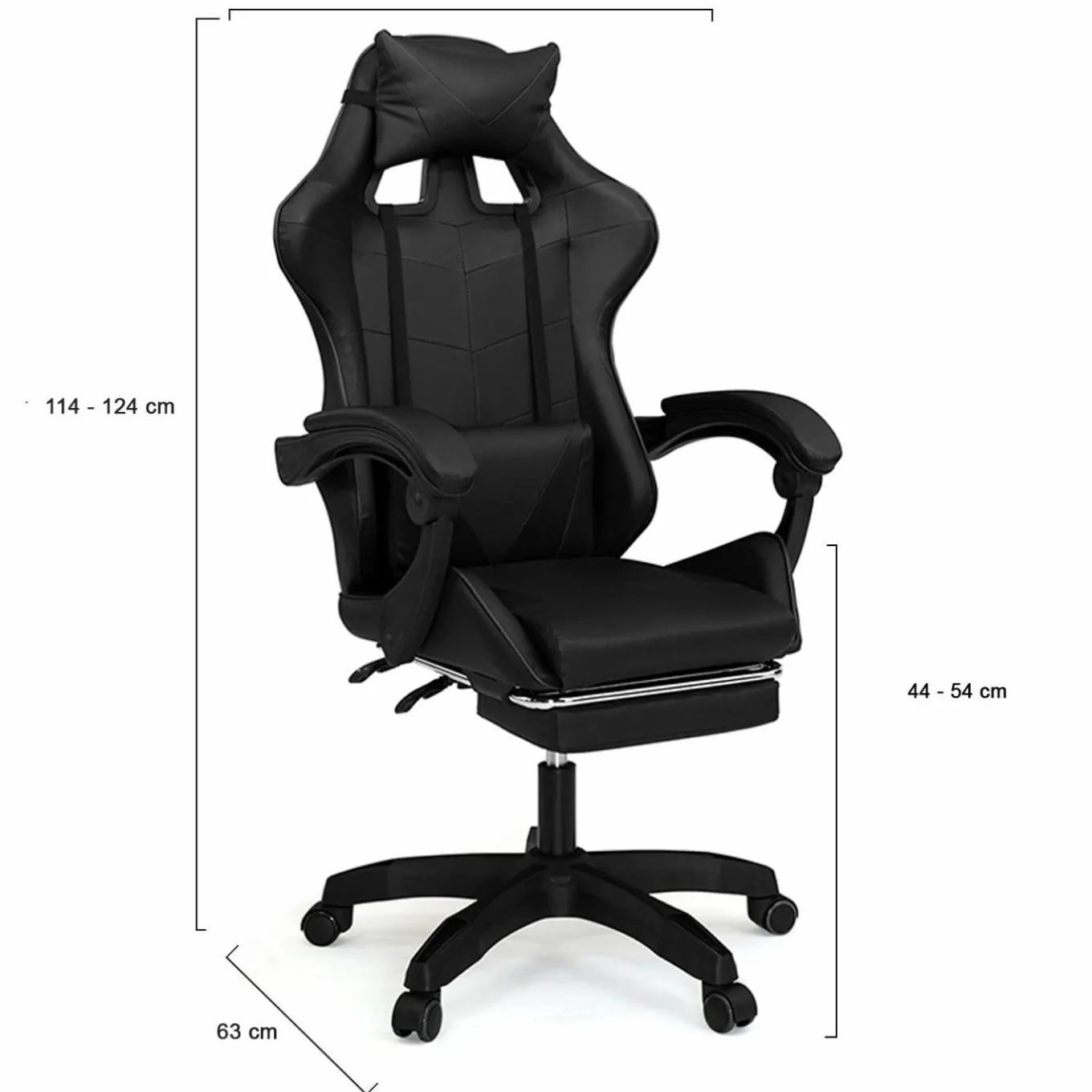 IDMarket Fauteuil gamer noir réglable et inclinable avec repose pied* Collection Télétravail|Chaises De Bureau Et Accessoires