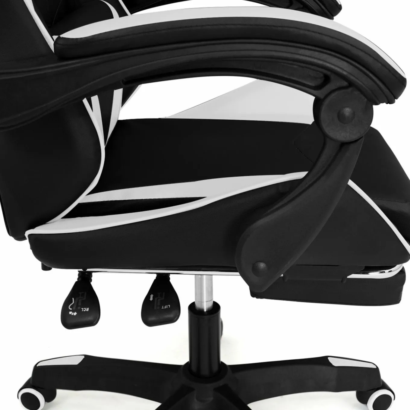 IDMarket Fauteuil gamer réglable et inclinable avec repose-pied et coussins noir et blanc* Collection Télétravail|Chaises De Bureau Et Accessoires