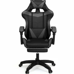 IDMarket Fauteuil gamer réglable et inclinable avec repose-pied et coussins noir et gris* Collection Télétravail|Chaises De Bureau Et Accessoires