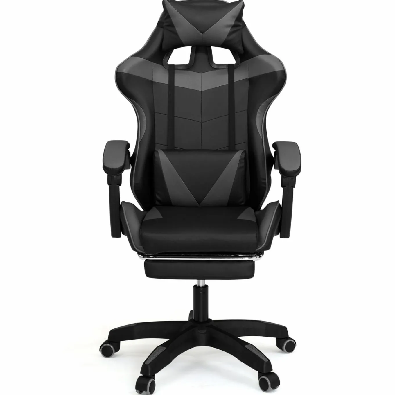IDMarket Fauteuil gamer réglable et inclinable avec repose-pied et coussins noir et gris* Collection Télétravail|Chaises De Bureau Et Accessoires