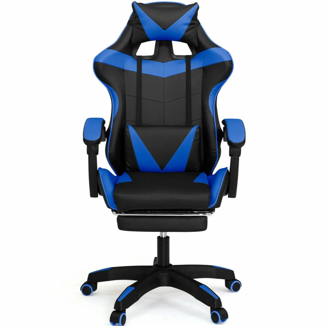 IDMarket Fauteuil gamer réglable et inclinable avec repose-pied et coussins noir et bleu* Collection Télétravail|Chaises De Bureau Et Accessoires