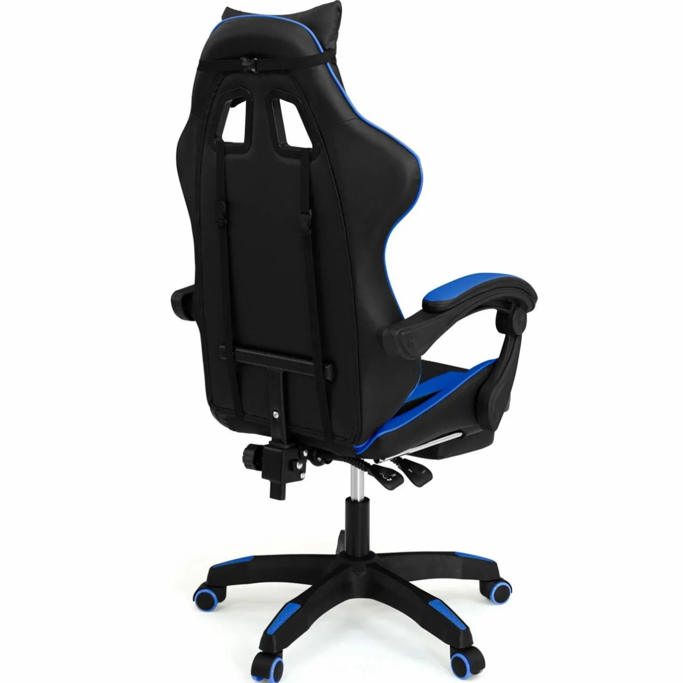 IDMarket Fauteuil gamer réglable et inclinable avec repose-pied et coussins noir et bleu* Collection Télétravail|Chaises De Bureau Et Accessoires