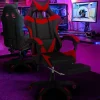 IDMarket Fauteuil gamer réglable et inclinable avec repose pied et coussins noir et rouge* Collection Télétravail|Chaises De Bureau Et Accessoires