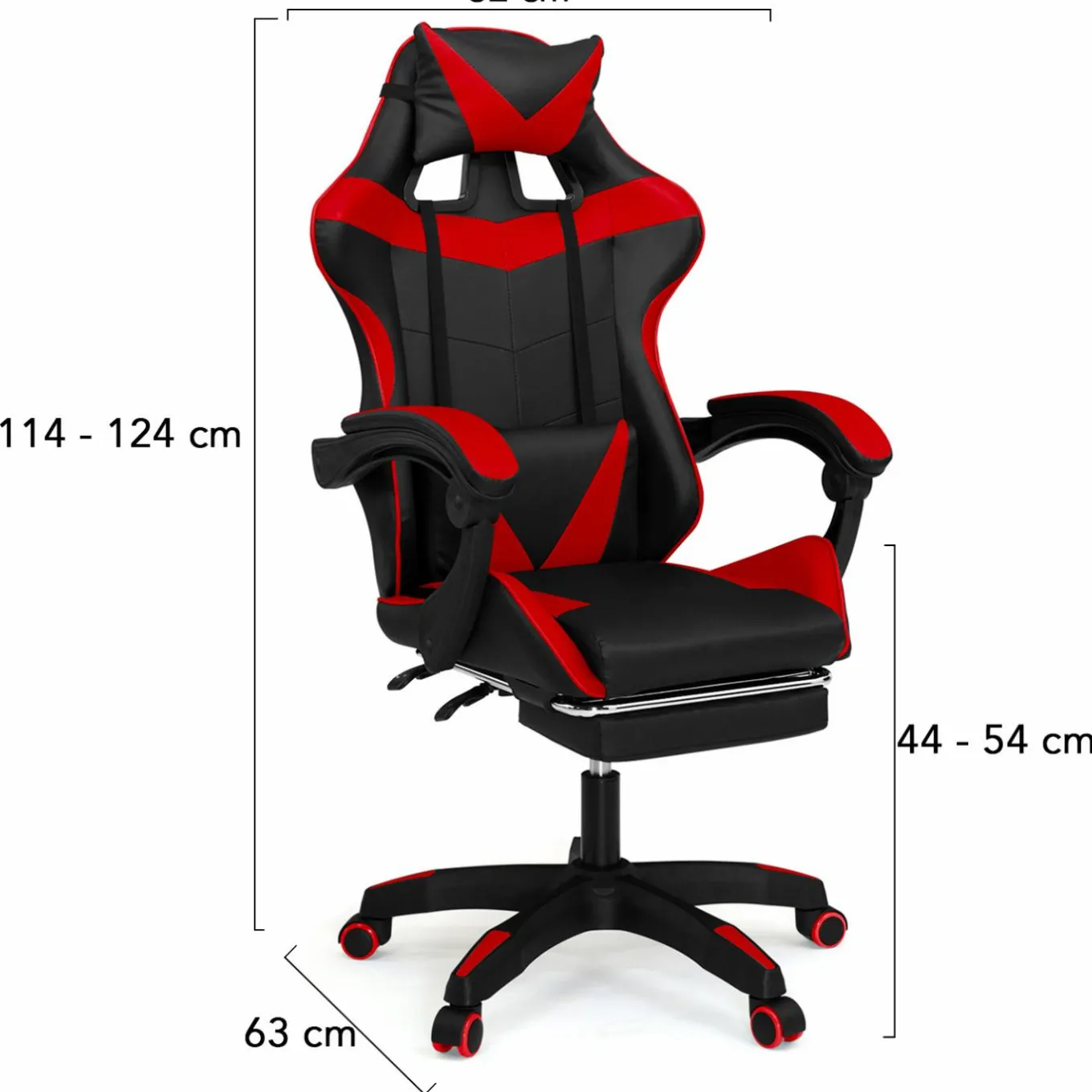 IDMarket Fauteuil gamer réglable et inclinable avec repose pied et coussins noir et rouge* Collection Télétravail|Chaises De Bureau Et Accessoires