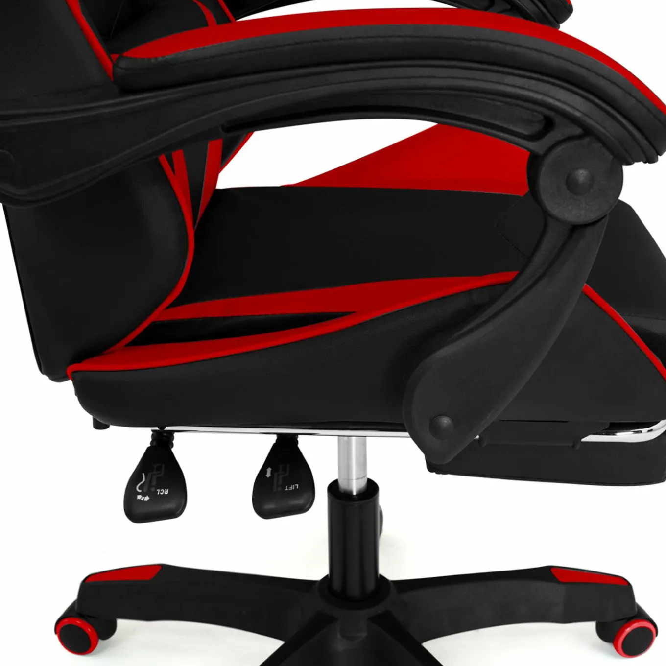 IDMarket Fauteuil gamer réglable et inclinable avec repose pied et coussins noir et rouge* Collection Télétravail|Chaises De Bureau Et Accessoires
