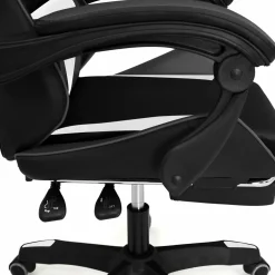 IDMarket Fauteuil gamer réglable, inclinable avec repose-pied et coussins noir, blanc et gris* Collection Télétravail|Chaises De Bureau Et Accessoires