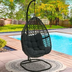 IDMarket Fauteuil lune suspendu avec coussins gris* Fauteuils De Jardin