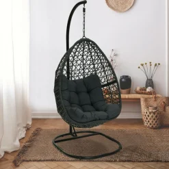 IDMarket Fauteuil lune suspendu avec coussins gris* Fauteuils De Jardin