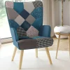 IDMarket Fauteuil patchwork bleu style scandinave* Collection Agencement Magasin|Collection Scandinave