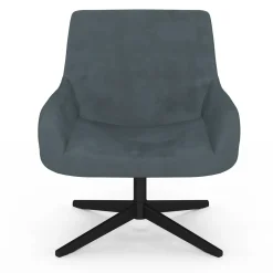 IDMarket Fauteuil pivotant gris en velours et pieds noirs* Collection Scandinave|Fauteuils