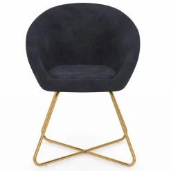 IDMarket Fauteuil rond en velours gris avec pieds croisés dorés* Fauteuils