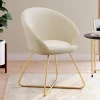 IDMarket Fauteuil rond en velours beige avec pieds croisés dorés* Fauteuils