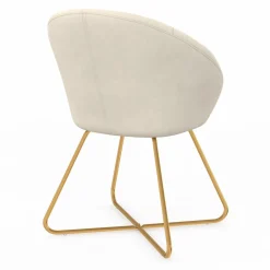 IDMarket Fauteuil rond en velours beige avec pieds croisés dorés* Fauteuils