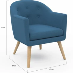 IDMarket Fauteuil scandinave cabriolet bleu* Fauteuils