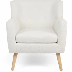IDMarket Fauteuil scandinave en tissu bouclette blanc* Collection Agencement Magasin|Collection Scandinave