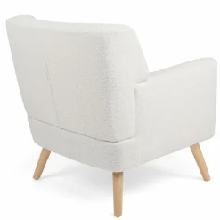 IDMarket Fauteuil scandinave en tissu bouclette blanc* Collection Agencement Magasin|Collection Scandinave