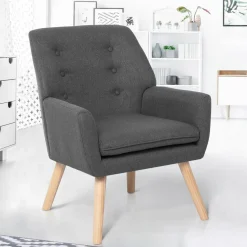 IDMarket Fauteuil scandinave en tissu gris* Collection Agencement Magasin|Collection Scandinave