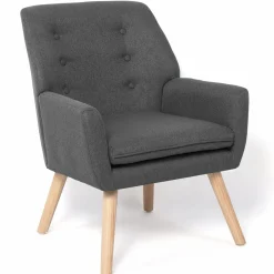 IDMarket Fauteuil scandinave en tissu gris* Collection Agencement Magasin|Collection Scandinave
