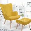 IDMarket Fauteuil scandinave en tissu jaune* Collection Scandinave|Salon Complet