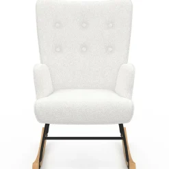 IDMarket Fauteuil scandinave en tissu à bascule bouclette beige* Collection Scandinave|Fauteuils